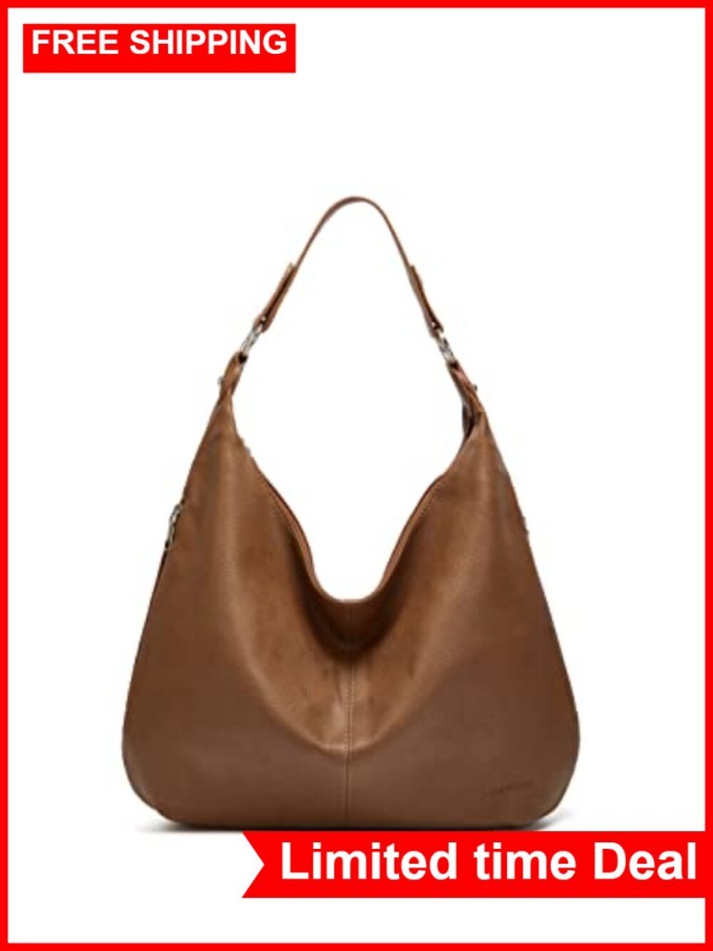 Hobo Bag for Women Soft Faux Leather Slouchy Shoulder Purse with Zipper